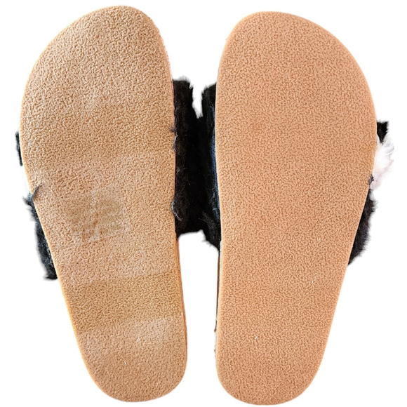 L4L Ace Black Blush Pink & White Faux Fur Slide Sandal 7 - Picture 5 of 14